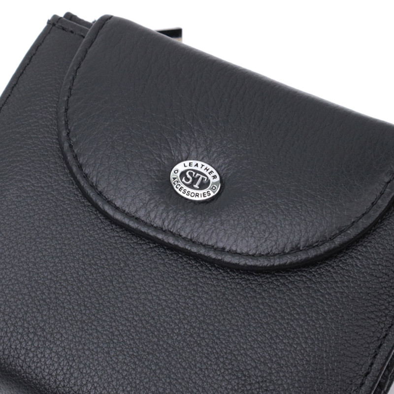 Зручний жіночий гаманець із монетницею із натуральної шкіри ST Leather Чорний