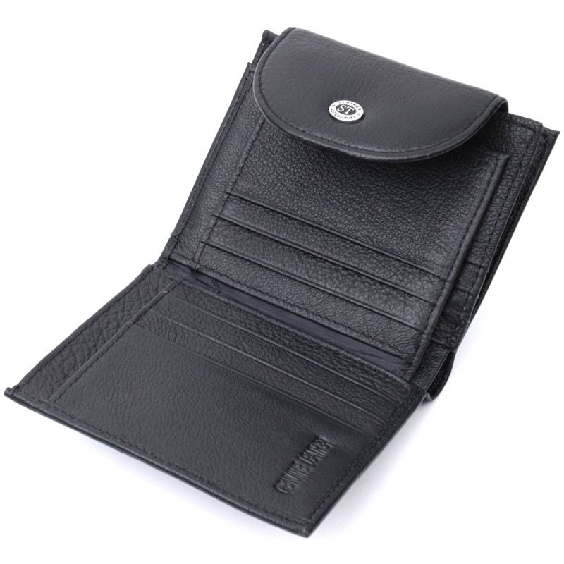 Зручний жіночий гаманець із монетницею із натуральної шкіри ST Leather Чорний