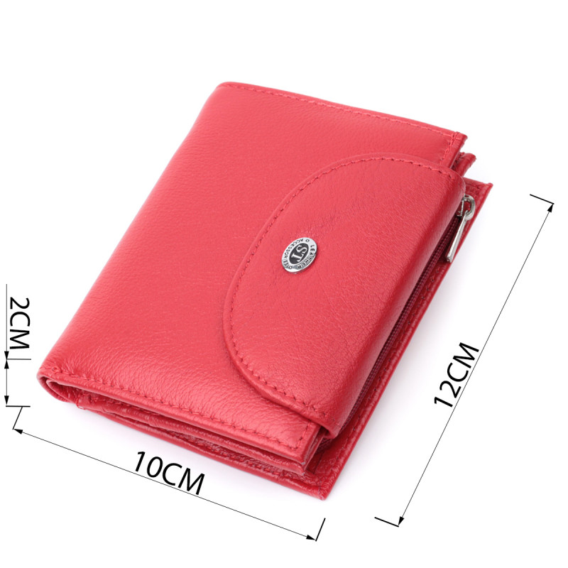 Яркий женский кошелек с монетницей из натуральной кожи ST Leather Красный