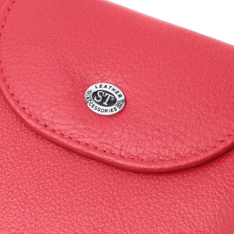 Яркий женский кошелек с монетницей из натуральной кожи ST Leather Красный