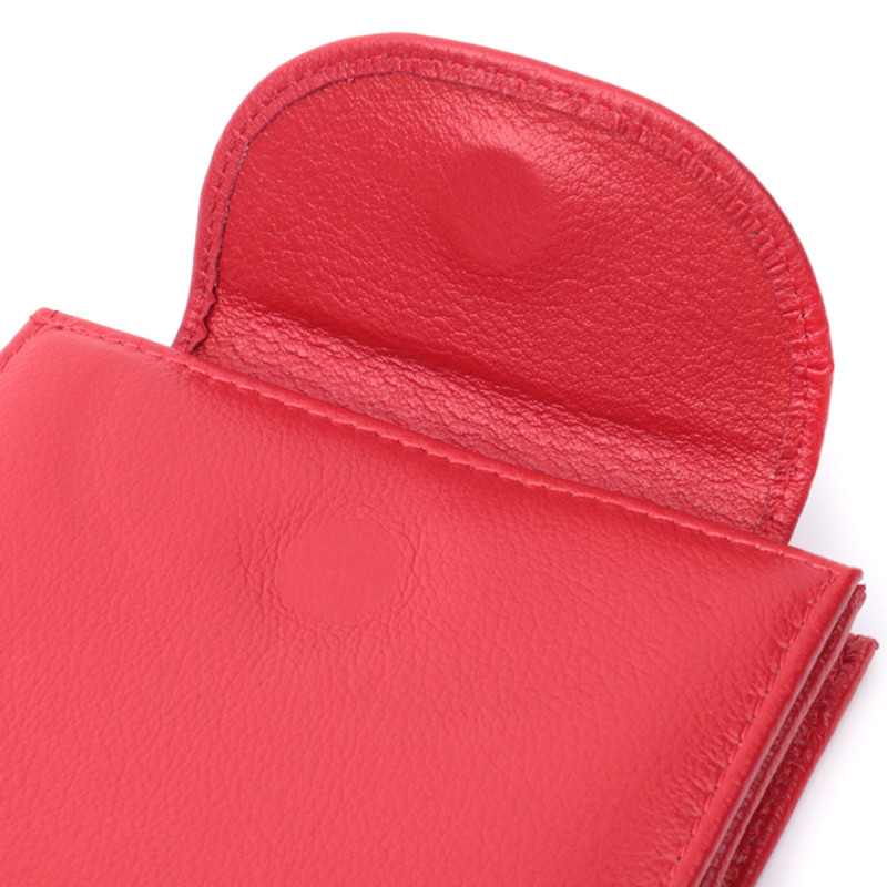Яркий женский кошелек с монетницей из натуральной кожи ST Leather Красный