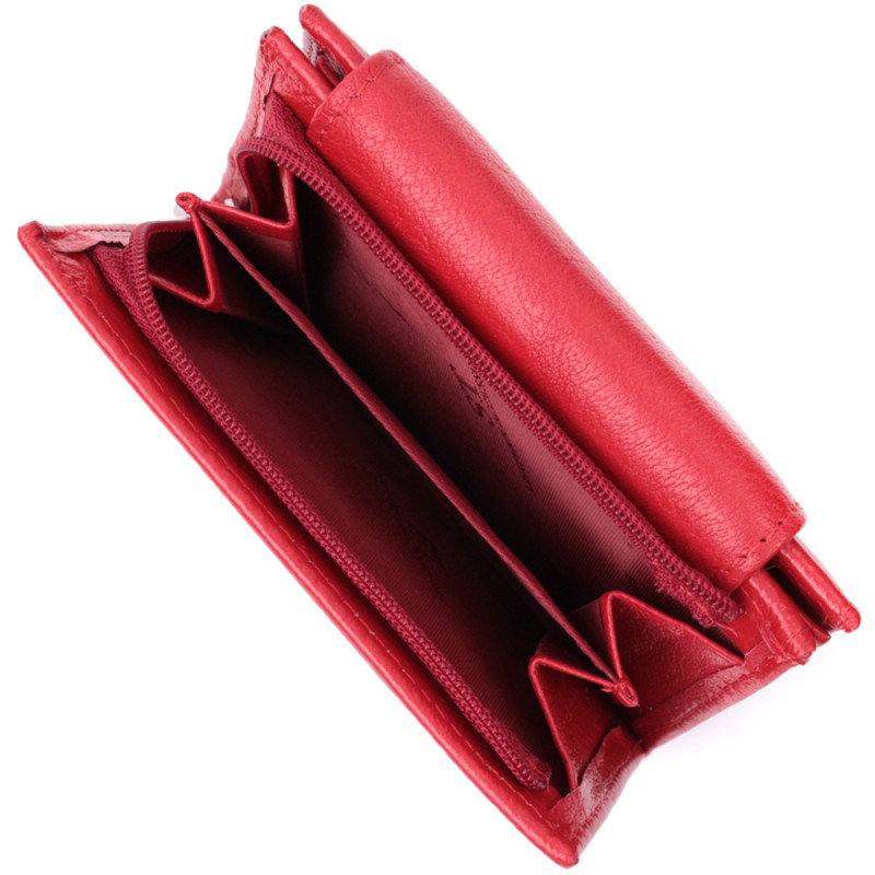 Яркий женский кошелек с монетницей из натуральной кожи ST Leather Красный