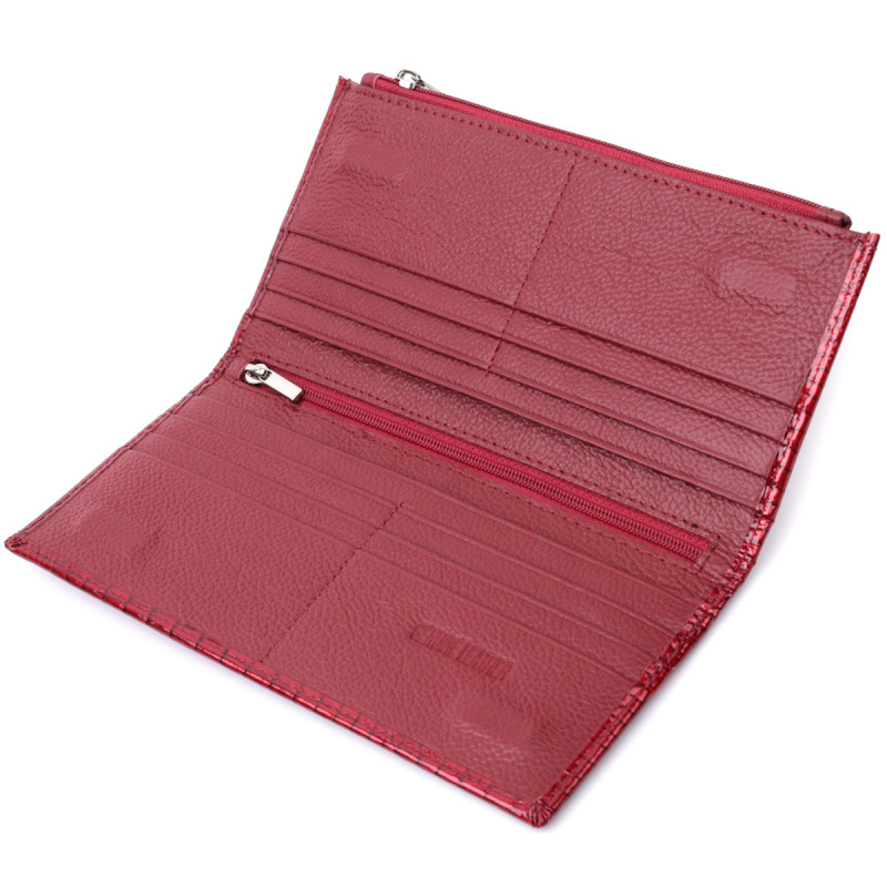 Лакированный яркий кошелек с фактурой под рептилию из натуральной кожи ST Leather Красный