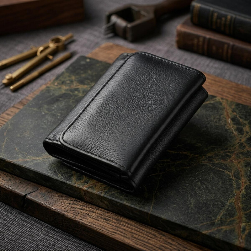 Гаманець для жінок з натуральної шкіри горизонтального формату ST Leather Чорний