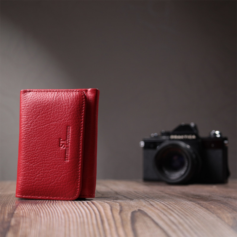 Жіноче портмоне з монетницею із натуральної шкіри ST Leather Червоний