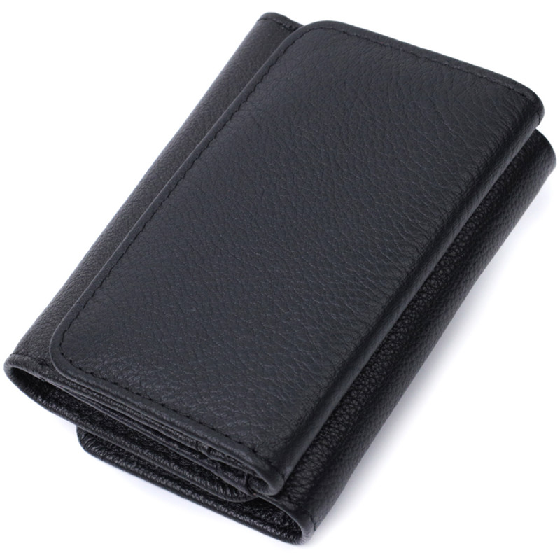 Красивое женское портмоне с монетницей из натуральной кожи ST Leather Черный