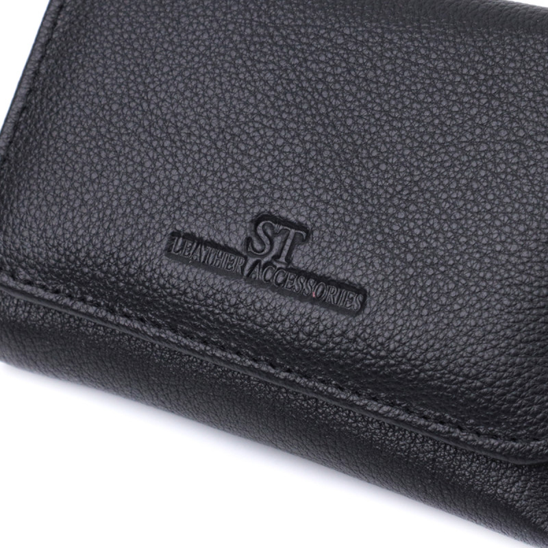 Красивое женское портмоне с монетницей из натуральной кожи ST Leather Черный