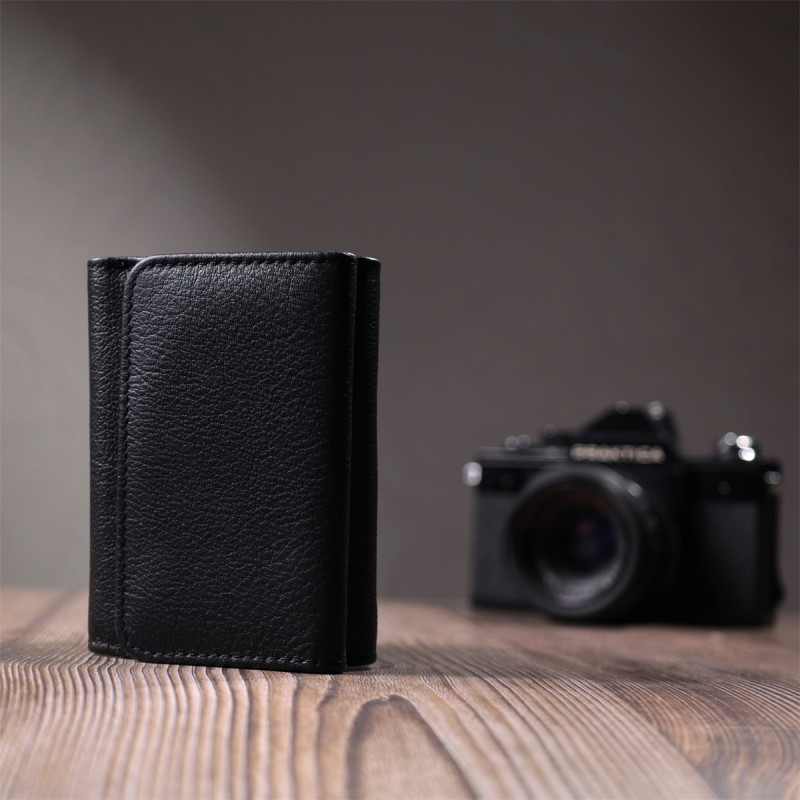 Красивое женское портмоне с монетницей из натуральной кожи ST Leather Черный