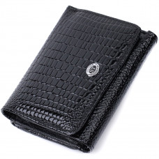 Женский стильный кошелек из фактурной натуральной кожи ST Leather Черный