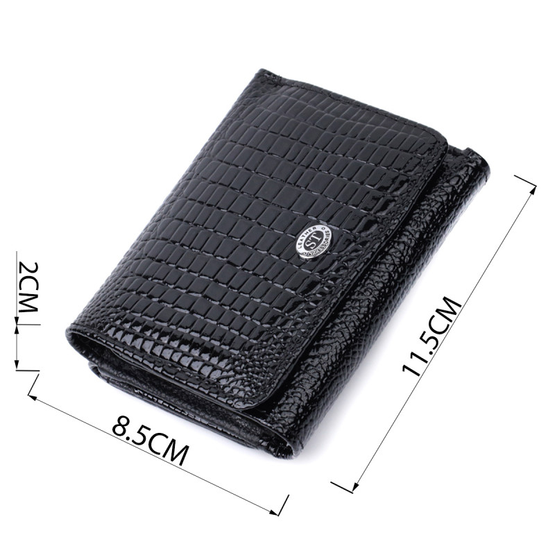 Женский стильный кошелек из фактурной натуральной кожи ST Leather Черный