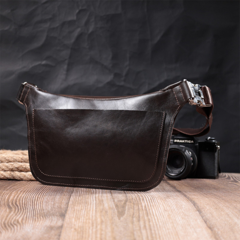 Стильна бананка для чоловіків із натуральної шкіри GRANDE PELLE Коричневий