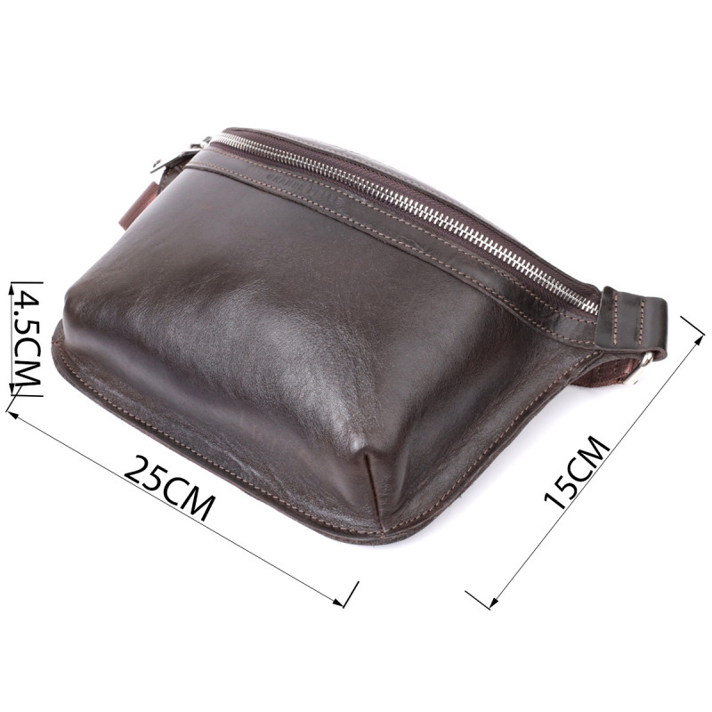 Стильна бананка для чоловіків із натуральної шкіри GRANDE PELLE Коричневий