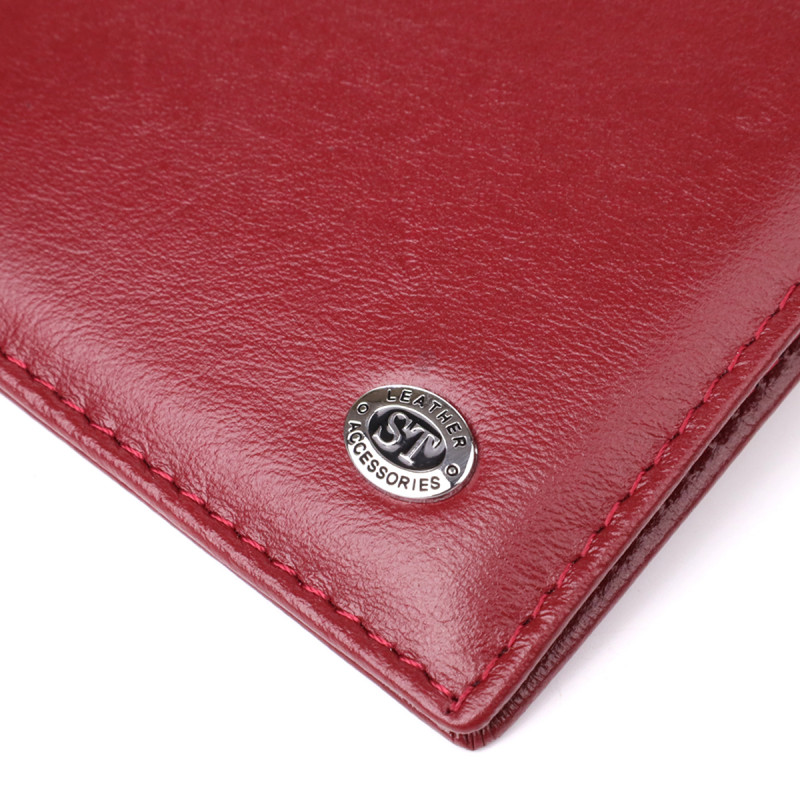 Красивая обложка на паспорт универсального формата из натуральной кожи ST Leather Бордовый