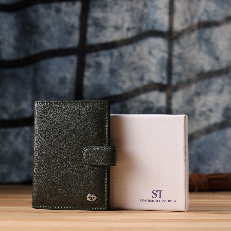 Оригинальная обложка на документы унисекс из натуральной кожи ST Leather Зеленый