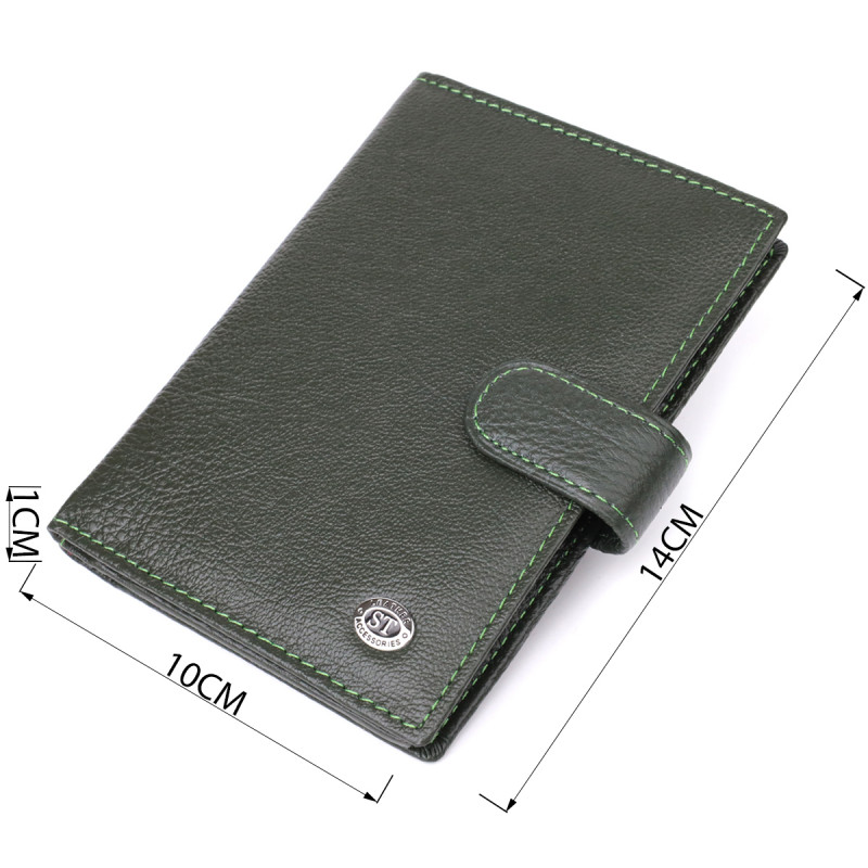 Оригинальная обложка на документы унисекс из натуральной кожи ST Leather Зеленый