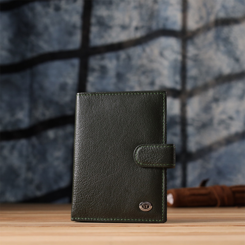 Оригинальная обложка на документы унисекс из натуральной кожи ST Leather Зеленый