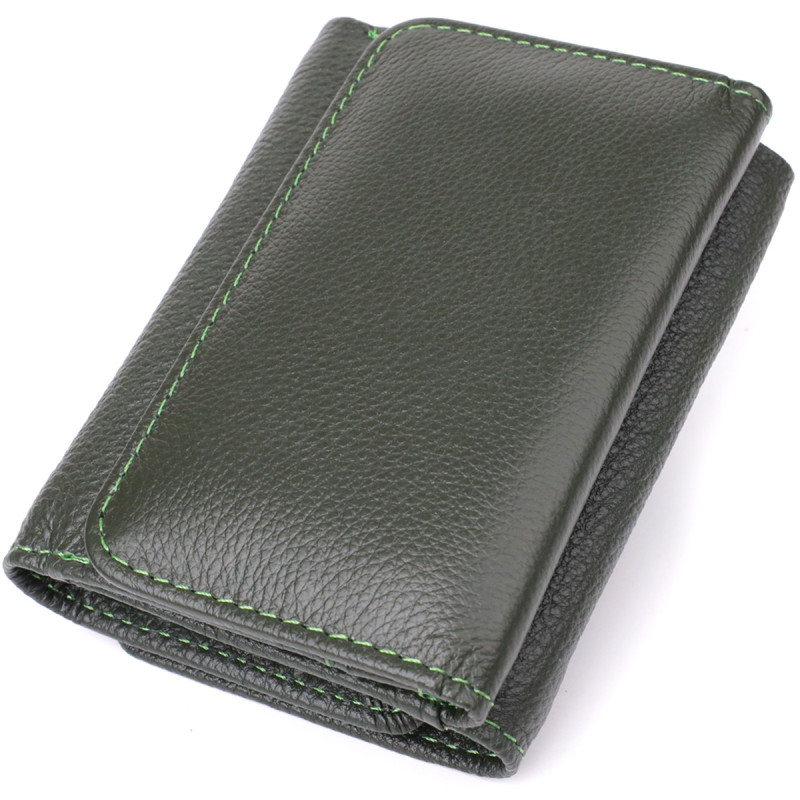 Женский кошелек компактного размера из натуральной кожи ST Leather Зеленый