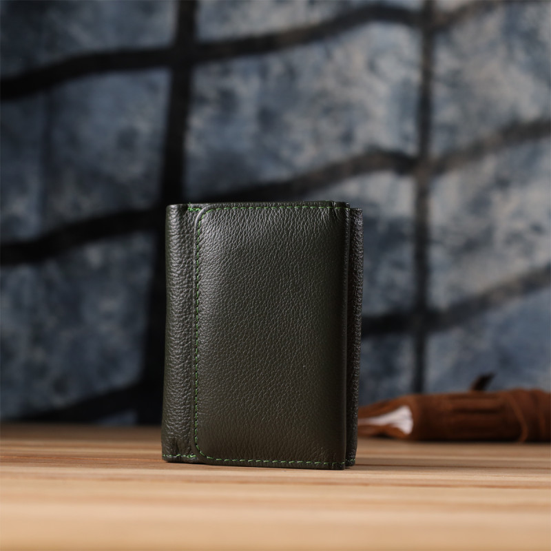 Женский кошелек компактного размера из натуральной кожи ST Leather Зеленый