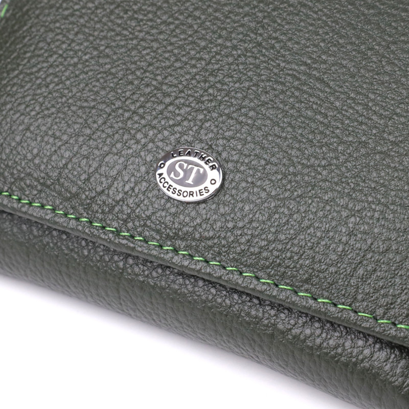 Женский кошелек компактного размера из натуральной кожи ST Leather Зеленый