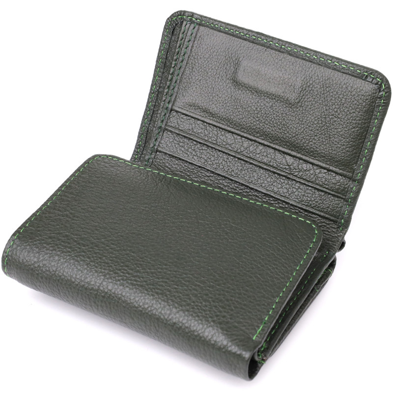 Женский кошелек компактного размера из натуральной кожи ST Leather Зеленый