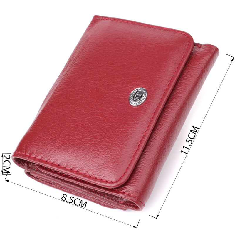 Компактный женский кошелек из натуральной кожи ST Leather Бордовый