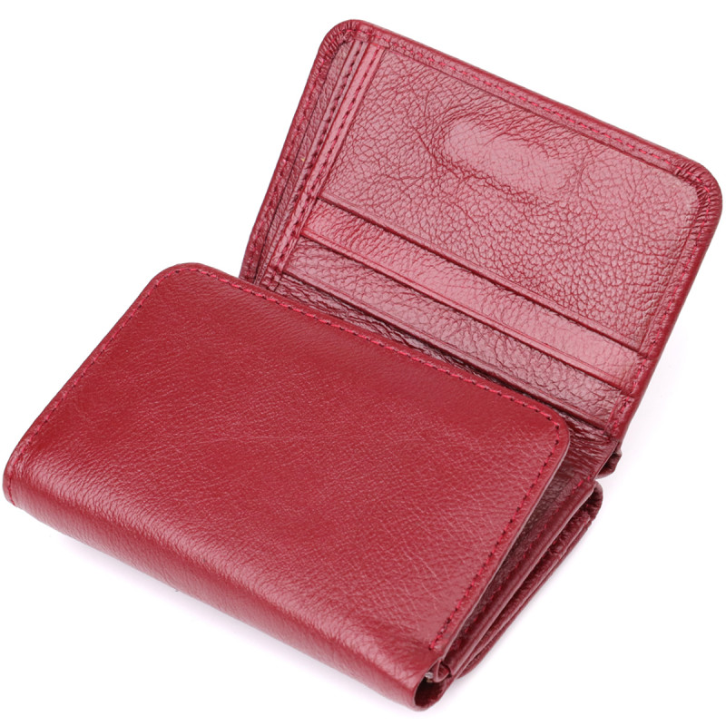Компактный женский кошелек из натуральной кожи ST Leather Бордовый