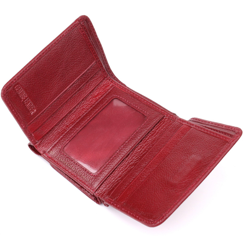 Компактный женский кошелек из натуральной кожи ST Leather Бордовый