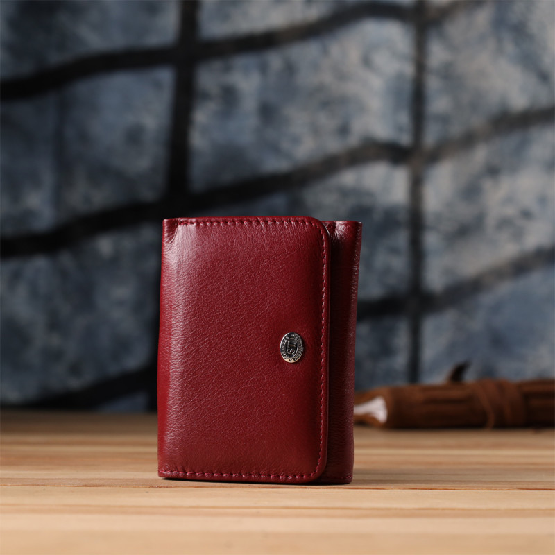 Компактный женский кошелек из натуральной кожи ST Leather Бордовый