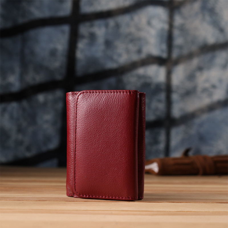 Компактный женский кошелек из натуральной кожи ST Leather Бордовый