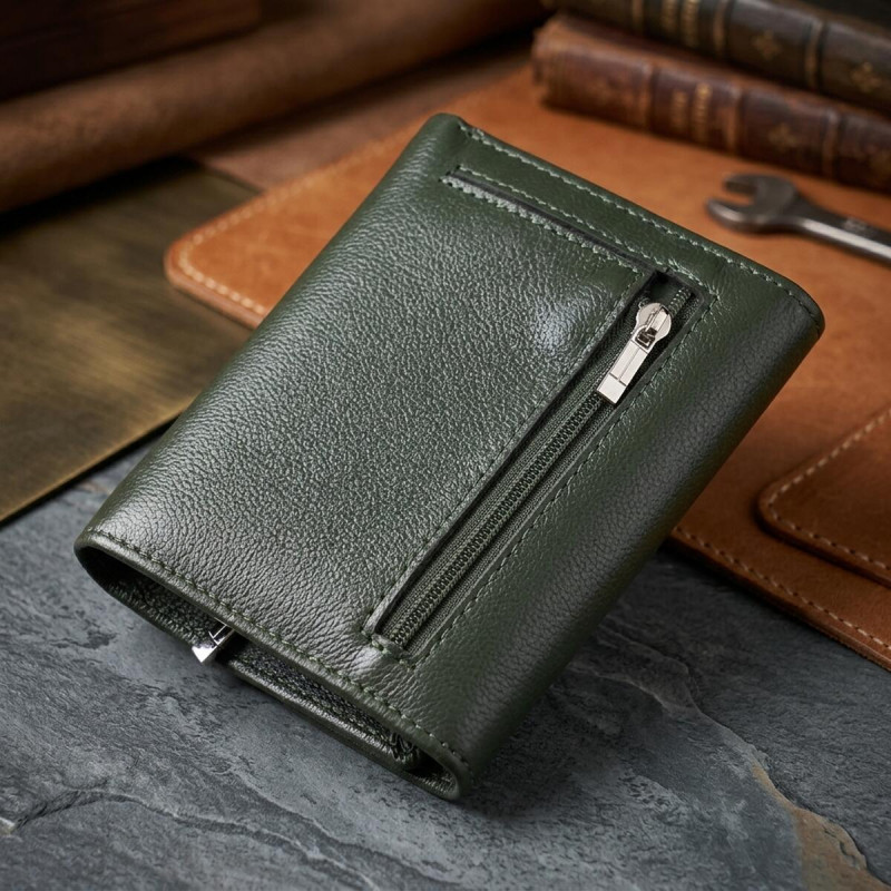 Стильный кошелек среднего размера из натуральной кожи ST Leather Зеленый