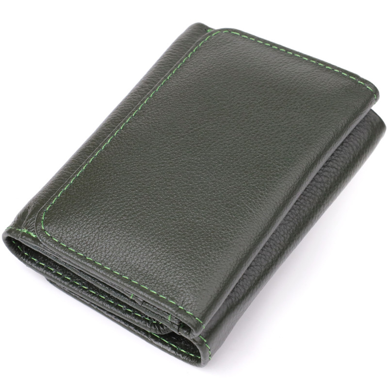 Маленький кошелек удобного формата из натуральной кожи ST Leather Зеленый