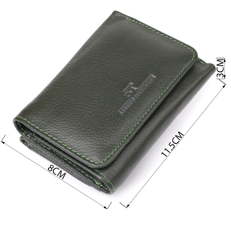 Маленький кошелек удобного формата из натуральной кожи ST Leather Зеленый