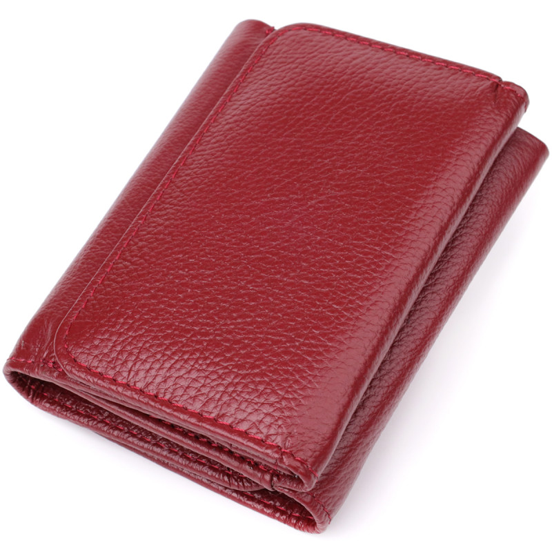 Компактный кошелек удобного формата из натуральной кожи ST Leather Бордовый