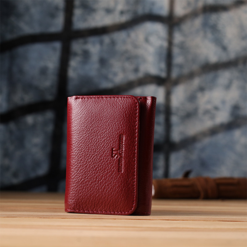Компактний гаманець зручного формату із натуральної шкіри ST Leather Бордовий