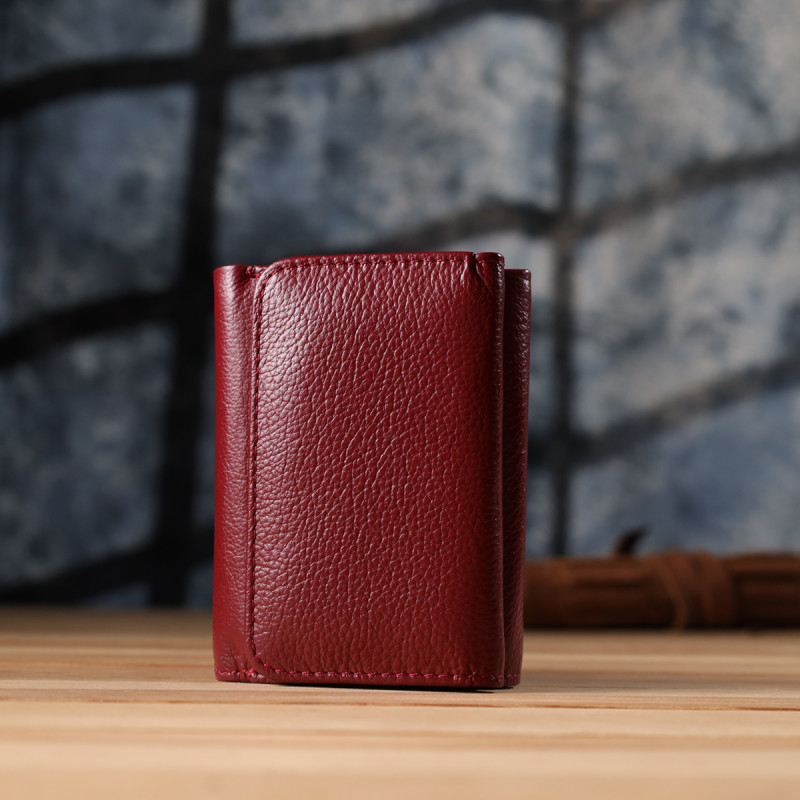 Компактний гаманець зручного формату із натуральної шкіри ST Leather Бордовий