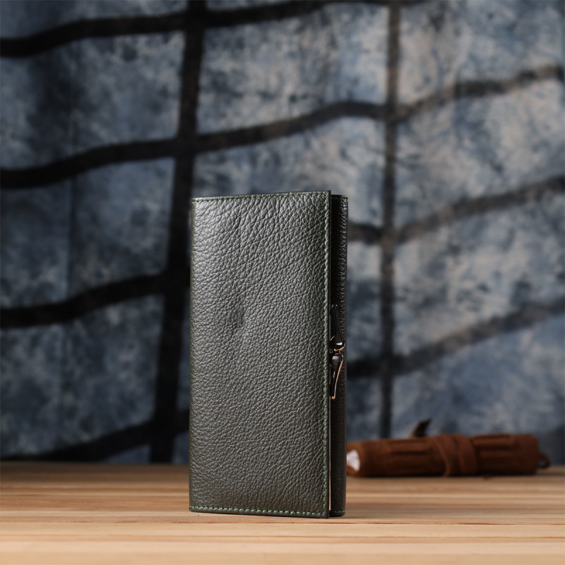 Стильный кошелек для женщин с монетницей из натуральной кожи ST Leather Зеленый