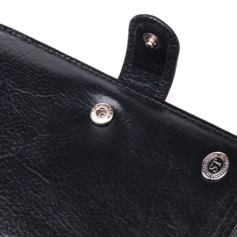 Вертикальный мужской бумажник из натуральной кожи ST Leather Черный
