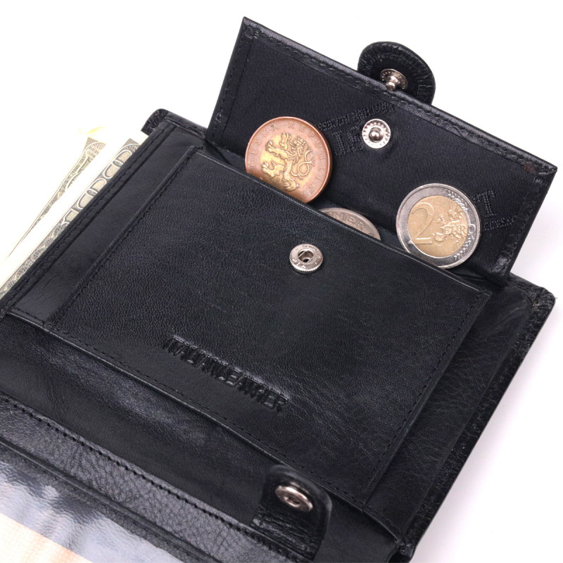 Вертикальный мужской бумажник из натуральной кожи ST Leather Черный