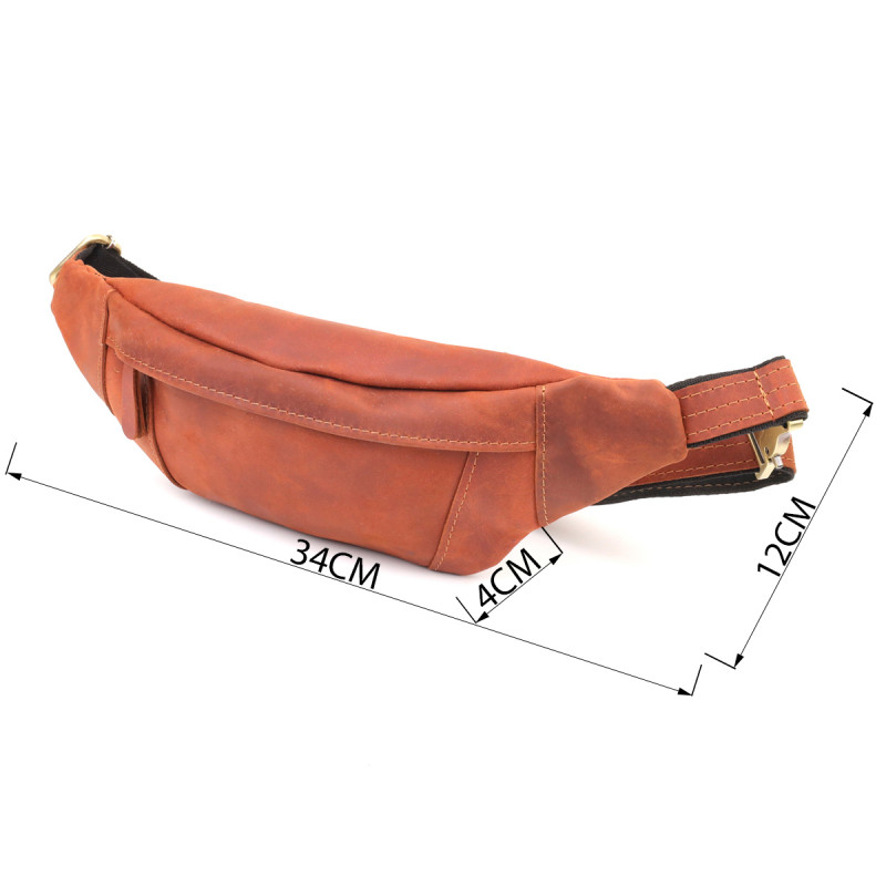 Практичная сумка-бананка для мужчин из натуральной винтажной кожи Shvigel Рыжий