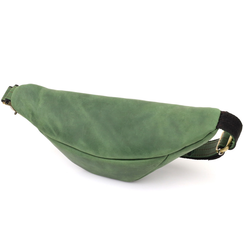 Стильна чоловіча бананка відмінної якості з натуральної шкіри вінтажної шкіри Shvigel Зелений