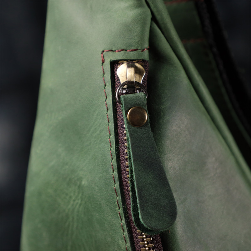 Стильна чоловіча бананка відмінної якості з натуральної шкіри вінтажної шкіри Shvigel Зелений