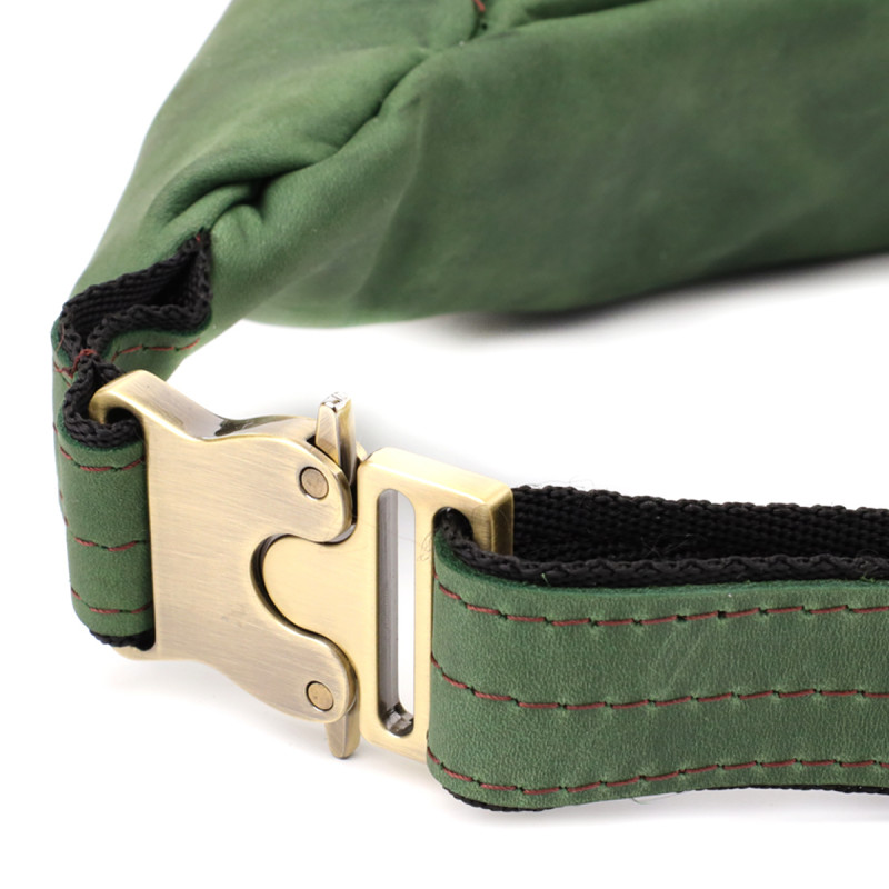 Стильна чоловіча бананка відмінної якості з натуральної шкіри вінтажної шкіри Shvigel Зелений