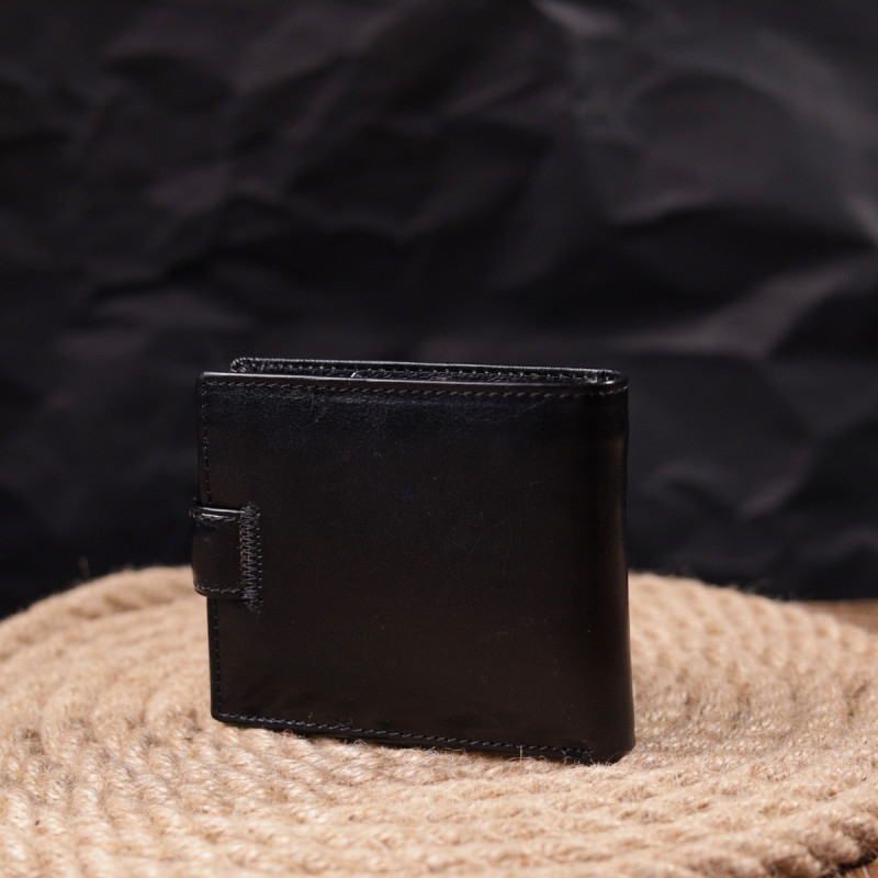 Классический мужской бумажник из натуральной кожи ST Leather Черный