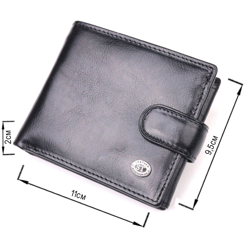 Классический мужской бумажник из натуральной кожи ST Leather Черный