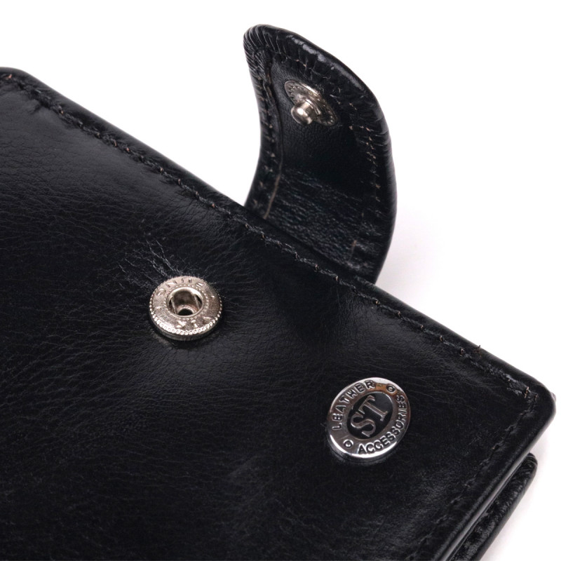 Классический мужской бумажник из натуральной кожи ST Leather Черный