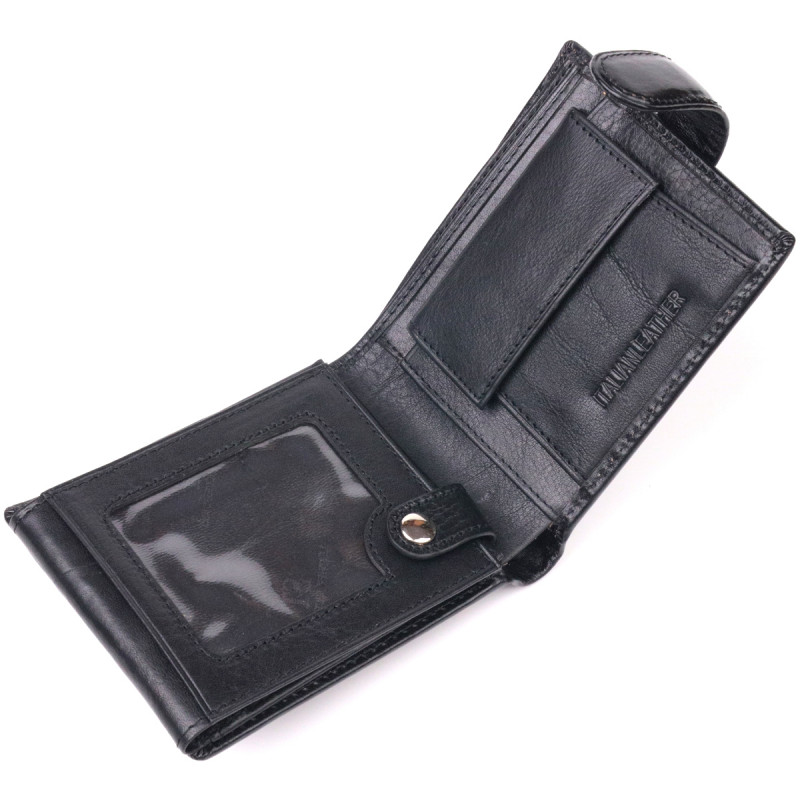 Классический мужской бумажник из натуральной кожи ST Leather Черный