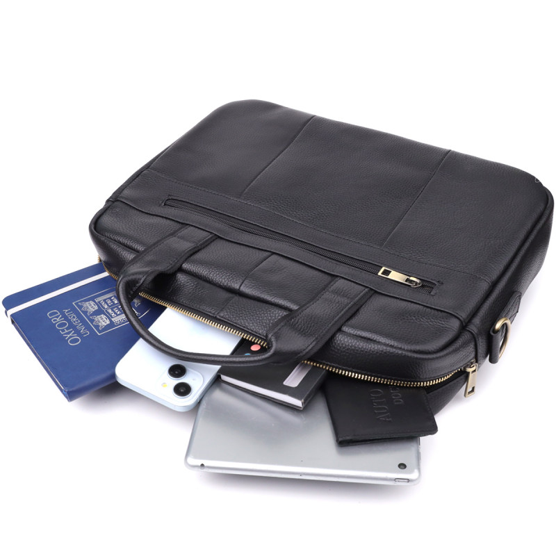 Портфель для мужчин из натуральной кожи Vintage Черный