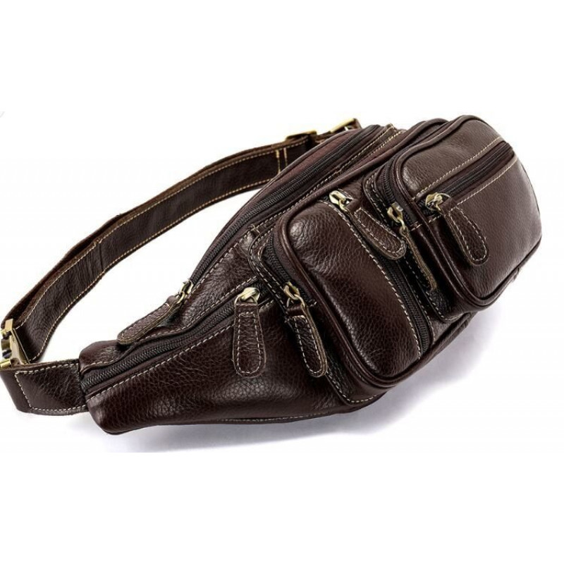 Поясна cумка об'ємна чоловіча Vintage Коричнева
