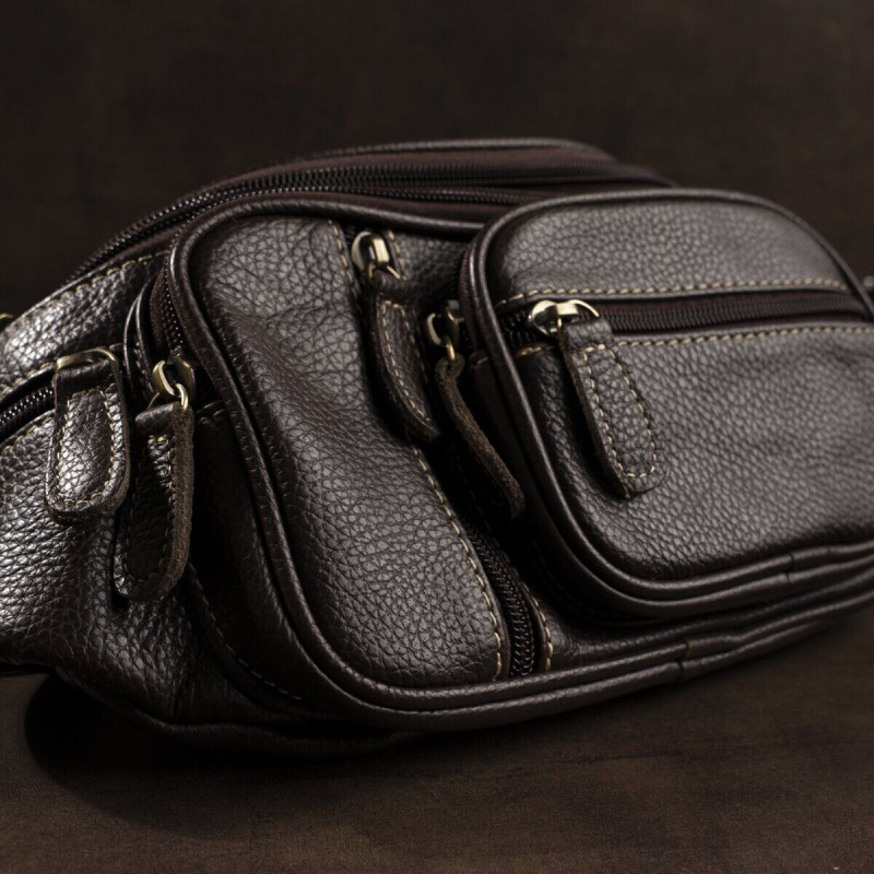 Поясна cумка об'ємна чоловіча Vintage Коричнева