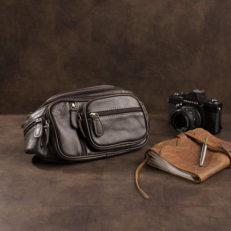 Поясна cумка об'ємна чоловіча Vintage Коричнева